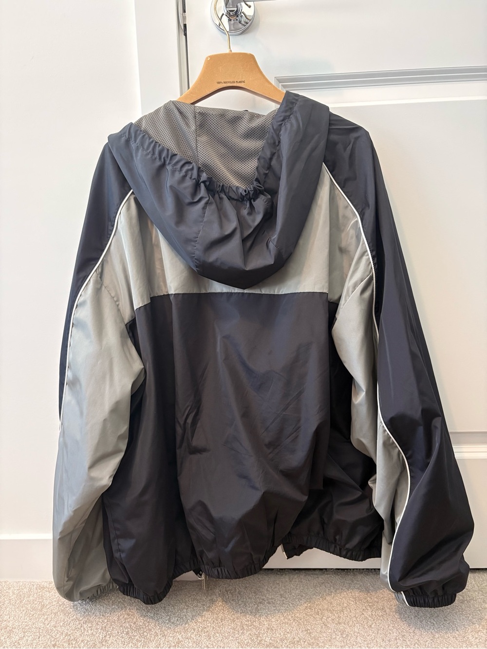Miu Miu Black and Light Gray Colorblock Windbreaker - Picture 2 of 6